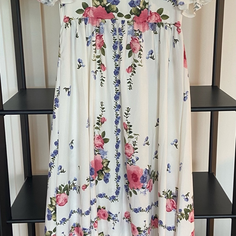 2 for 10$ ☀️Floral Print Mock neck Dress with Ruffled Sleeves - Picture 3 of 10